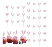 Décoration De Gâteau Lapin, Décorations De Cupcakes Lapin,Mignonnes Oreilles De Lapin Cake Topper Bunny Cake Décorations - Décoration De Gâteau De Pâques Réutilisable, Décorations De Lapin De Pâques P