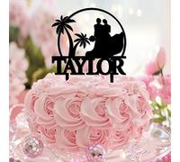 Décoration de gâteau lesbienne Mme & Mme tropicale Gay et Lesbienne Silhouette féminine avec écriture en acrylique noir Fournitures de décoration de mariage fête prénatale Cadeaux personnalisés pour