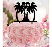 Décoration de gâteau lesbienne « Mrs & Mrs Tropical » pour elle et elle deux femmes - Silhouette féminine avec écriture - Fournitures de décoration réutilisables pour enfants et hommes