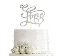 Décoration de gâteau Love - Mariage/Fiançailles/Douche nuptiale/Anniversaire/enterrement de vie de jeune fille/Confession Fournitures de fête Fournitures de fête Fournitures de double face Paillettes argentées