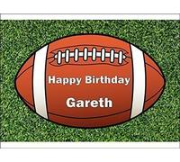 Décoration de gâteau motif ballon de rugby personnalisé avec nom format A4 comestible