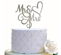 Décoration de gâteau « Mr and Mrs » - Inscription « Bride and Groom » - Pour mariage, fiançailles - Paillettes argentées double face