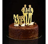 Décoration de gâteau Mr & Mr Silhouette Paillettes Gold Beach Deux mariés Silhouette Homosexuel Fête de mariage Favors Nom de famille Date Cadeaux de couple gay