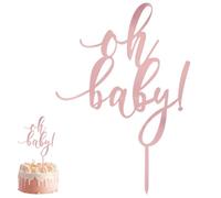 Décoration de gâteau « Oh Baby » en acrylique manuscrite pour gâteau d'anniversaire, mariage, fête, Saint-Valentin (doré)