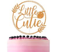 Décoration de gâteau orange à paillettes « A Little Cutie is on the Way » - Orange Oh Baby - Décorations de fête prénatale sur le thème de l'été orange