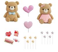 Décoration de Gâteau Ours, Valentine's Day Bear Cake Decoration, Garniture pour Gâteau Ours, Convient pour la Saint-Valentin Mariages Baby Showers et les Anniversaires - 18PCS (B)