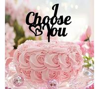 Décoration de gâteau personnalisée avec citation « I Choose You » « Mr & Mrs » - Décoration de gâteau rustique pour mariage, fiançailles, mariage, enterrement de vie de jeune fille - Acrylique noir