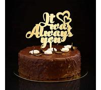 Décoration de gâteau personnalisée « It Was Always You » - Motif Mr & Mrs - Pour mariage, fiançailles, fête prénuptiale - Doré - 15,2 cm
