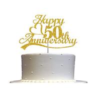 Décoration de gâteau pour 50e anniversaire de mariage, 50 idées de décoration de fête, qualité supérieure, solide double face, bâton en acrylique. Fabriqué aux États-Unis