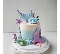 Décoration de gâteau queue de sirène sous la mer, avec coquilles de corail, pour anniversaire, réception-cadeau pour bébé, fournitures de fête à thème océan K15