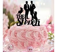 Décoration de gâteau Silhouette Mr & Mr en acrylique noir avec chien et chat LGBTQ Groom And Groom Romance Cake Topper Silhouette Silhouette de fête de mariage Fournitures Personnaliser Nom Date