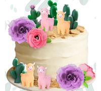 decoration de gateau theme lama cactus et alpaga cactus pour fetes mexicaines anniversaire baby shower cinco de mayo accessoires de fete