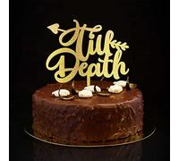 Décoration de gâteau « Till Death » à paillettes dorées « Mr & Mrs » - Décoration de gâteau amusante pour mariage et fête prénuptiale - Cadeau pour lui/elle
