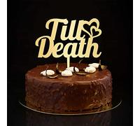 Décoration de gâteau « Till Death » - Silhouette personnalisée de Mr & Mrs - Pour enterrement de vie de jeune fille - Pour enterrement de vie de jeune fille - Doré - 15,2 cm