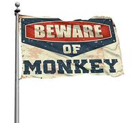 Décoration de grotte avec inscription « Beware of Monkey » - Drapeau pour porche - Décoration de jardin (120 x 180 cm)