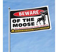 Décoration de grotte avec inscription « Beware of Moose » - Drapeau - Décoration de porche - 60 x 90 cm
