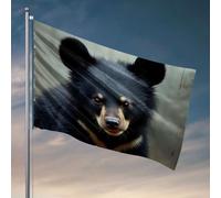 Décoration de grotte pour homme Un gros plan d'un ourson noir avec des yeux frappants. Drapeau, porche, décoration de bar, décoration pour la maison (152 x 244 cm)