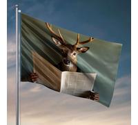 Décoration de grotte pour hommes avec cerf lisant un journal avec tasse à café. Drapeau décoration de chambre de fille Décorations d'automne d'extérieur (30 x 45 cm)