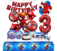 Décoration de ixd'Anniversaire SpiderMan, Latex, Film Aluminium, Ballon, Assiette, Poulet, Britware, Poulet, Tasse d'Arrière-Plan Big Cake Topper-1pcs