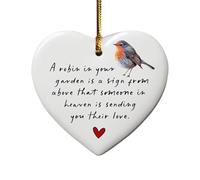 Décoration de jardin « A Robin In Garden », décoration de deuil, citation commémorative de rouge-gorge, cadeau souvenir de Noël à suspendre pour arbre de Noël, symp cardinal