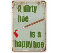 Décoration de jardin amusante en métal rétro avec inscription « Une houe sale est une houe heureuse », panneau de jardinage extérieur, cadeaux de jardinage, décoration murale rustique pour garage, ma