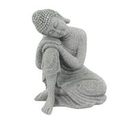 Décoration de jardin Bouddha en grès effet résine, statue d'extérieur et d'intérieur pour cour, pelouse et décoration de yoga à la maison, grande taille 7,7 x 10,3 x 13,2 cm