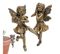 Décoration de jardin de fées - Figurines de fées de jardin en résine peintes à la main sur la pelouse, statues de jardin vintage | Décorations de fenêtre Balcons pour pendaison de crémaillère, espaces