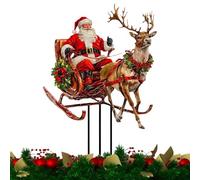 Décoration de jardin de Noël, panneaux de Noël en acrylique pour l'extérieur, étanche, plat, coloré, pour pelouse, traîneau de renne pour en pot