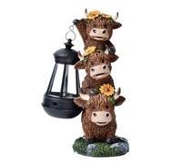 Décoration De Jardin De Vache Des Highlands | Figure Drôle De Paysage En Résine | Décoration De Lumière Solaire De Bétail À Collectionner | Statue Extérieure Étanche | Pour Cadeaux En Extérieur,