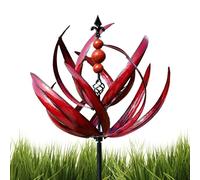 Décoration de jardin d'extérieur résistante aux intempéries | Moulin à vent en métal | Résistant aux UV à 360 degrés | Art de cour rouge pour pelouse, terrasse, moulin à vent pour trottoirs, chemins