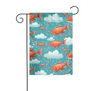 Décoration de jardin Drapeau de jardin 30,5 x 45,7 cm HJFCZH Big Fish In The Air Prints épais et résistant à l'usure pour pots de fleurs et pelouses de jardin