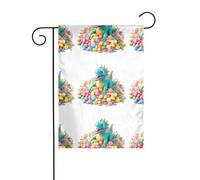 Décoration de jardin drapeau de jardin 30,5 x 45,7 cm HJFCZH dinosaure jouet dans un tas de bonbons imprimés épais et résistant à l'usure pour pots de fleurs de jardin et pelouses