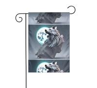 Décoration de jardin Drapeau de jardin 30,5 x 45,7 cm HJFCZH Loups pleine lune Impression 3D épais et résistant à l'usure pour pots de fleurs et pelouses de jardin