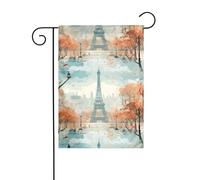 Décoration de jardin Drapeau de jardin 30,5 x 45,7 cm HJFCZH Paris Tour Eiffel Impressions épais et résistant à l'usure pour pots de fleurs et pelouses de jardin