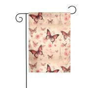 Décoration de jardin drapeau de jardin 30,5 x 45,7 cm HJFCZH romantique Paris papillon imprimé épais et résistant à l'usure pour pots de fleurs et pelouses de jardin