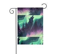 Décoration de jardin Drapeau de jardin 30,5 x 45,7 cm WHJDPP loups hurlent dans les aurores boréales Imprimé épais et résistant à l'usure pour pots de fleurs et pelouses de jardin