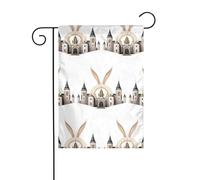 Décoration de jardin drapeau de jardin 30,5 x 45,7 cm WHJDPP mignon oreilles de lapin château impression épais et résistant à l'usure pour pots de fleurs de jardin et pelouses