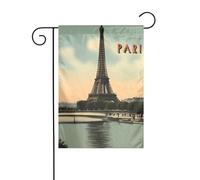 Décoration de jardin Drapeau de jardin 30,5 x 45,7 cm WHJDPP Paris Carte postale vintage imprimée épaisse et résistante à l'usure pour pots de fleurs et pelouses de jardin