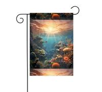 Décoration de jardin Drapeau de jardin 30,5 x 45,7 cm WHJDPP Petit paradis des poissons imprimé épais et résistant à l'usure pour pots de fleurs et pelouses de jardin