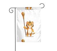Décoration de jardin Drapeau de jardin 30,5 x 45,7 cm WHJDPP Petit tigre tenant un bâton Imprimé épais et résistant à l'usure pour pots de fleurs et pelouses de jardin