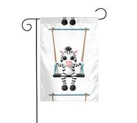 Décoration de jardin Drapeau de jardin 30,5 x 45,7 cm WHJDPP Petit zèbre sur la balançoire Imprimé épais et résistant à l'usure pour pots de fleurs et pelouses de jardin