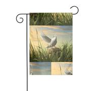 Décoration de jardin Drapeau de jardin 30,5 x 45,7 cm WHJDPP Pigeons sur la prairie Imprimé épais et résistant à l'usure pour pots de fleurs et pelouses de jardin