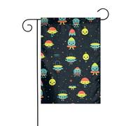 Décoration de jardin Drapeau de jardin 30,5 x 45,7 cm WHJDPP vaisseau spatial extraterrestre imprimé épais et résistant à l'usure pour pots de fleurs de jardin et pelouses