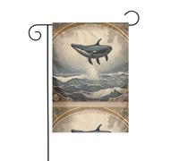 Décoration de jardin Drapeau de jardin 30,5 x 45,7 cm WHJSSF Dauphin volant dans les airs Motif épais et résistant à l'usure pour pots de fleurs de jardin et pelouses