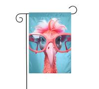 Décoration de jardin drapeau de jardin 30,5 x 45,7 cm WHJSSF Hello Glasses Image flamant rose épais et résistant à l'usure pour pots de fleurs et pelouses de jardin