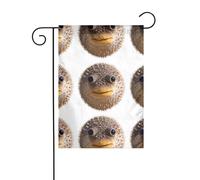 Décoration de jardin drapeau de jardin 30,5 x 45,7 cm WHJSSF rond image de poisson-globe épais et résistant à l'usure pour pots de fleurs de jardin et pelouses