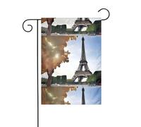 Décoration de jardin drapeau de jardin 30,5 x 45,7 cm WHJSSF Tour Eiffel Motif vue de Paris épais et résistant à l'usure pour pots de fleurs et pelouses de jardin