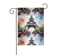 Décoration de jardin drapeau de jardin 30,5 x 45,7 cm WHJSSF Tour Eiffel Paris motif peinture épais et résistant à l'usure pour pots de fleurs et pelouses de jardin