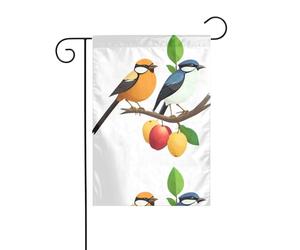 Décoration de jardin Drapeau de jardin 30,5 x 45,7 cm WHJSSF Une paire d'oiseaux sur un arbre fruitier Motif épais et résistant à l'usure pour pots de fleurs de jardin et pelouses