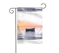 Décoration de jardin Drapeau de jardin 30,5 x 45,7 cm WHJSSF Voilier sous le soleil couchant Image épaisse et résistante à l'usure pour pots de fleurs de jardin et pelouses
